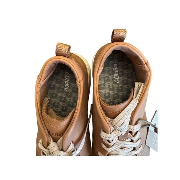 🏄‍♀️ Olukai WAO Women's High-Top Leather Sneakers – Tan –Sz 8-NEW with Box 🏝️ - Picture 5 of 11